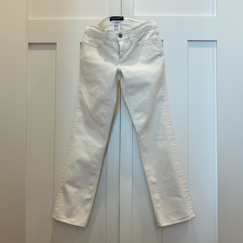 Vintage Dolce & Gabbana White 5 Pocket Low Rise Crop Denim Jeans